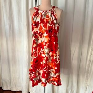 Cocktail dress JBS floral floral sparkly ruffled midi